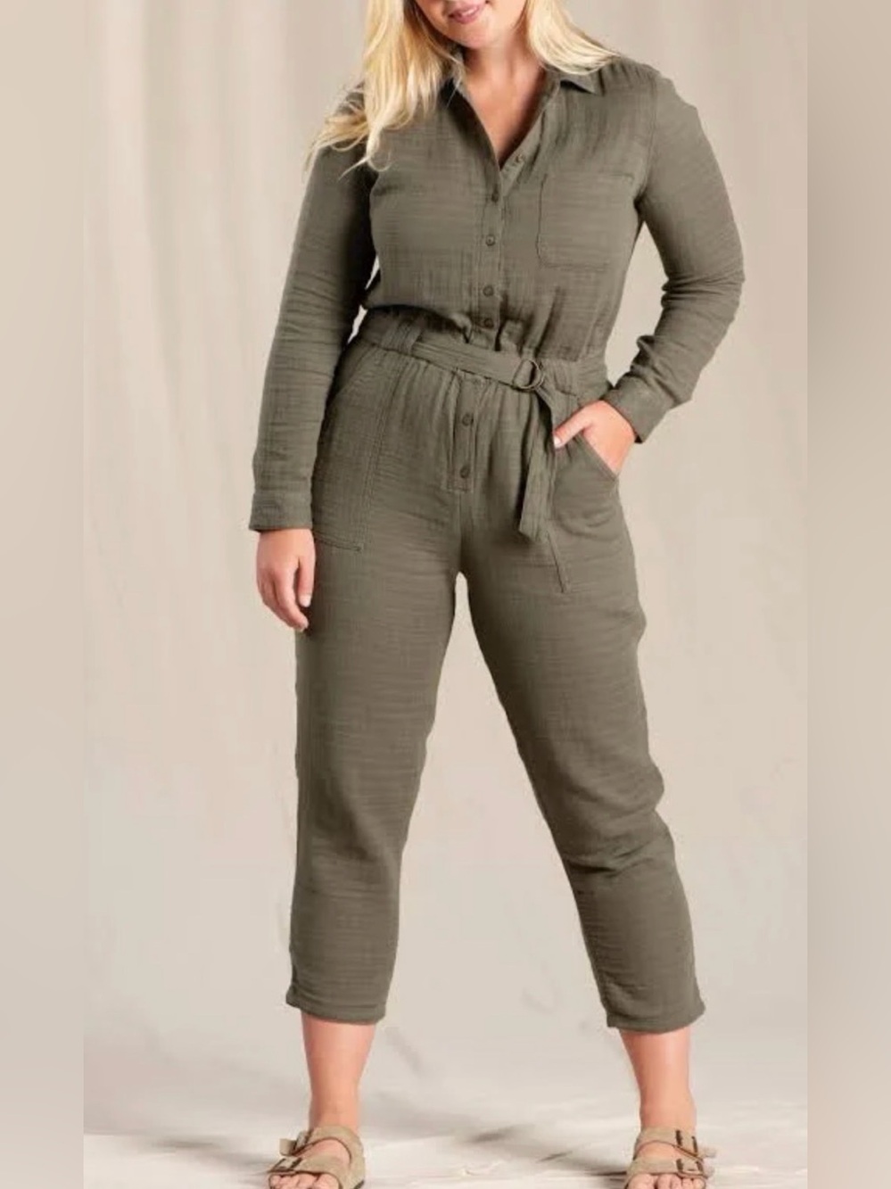 Toad & Co Tamarac Utility Jumpsuit Belted Coverall Gauzy Cotton
